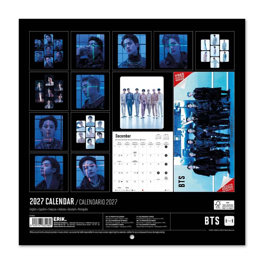 Grupo Erik BTS - 2027 30X30 Calendar - Multicolours